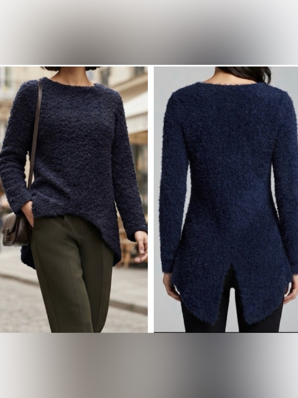 OLIVIA MAY | JAYKO Boucle Sweater Wool Mohair Alpaca Blend Split Back Size 6